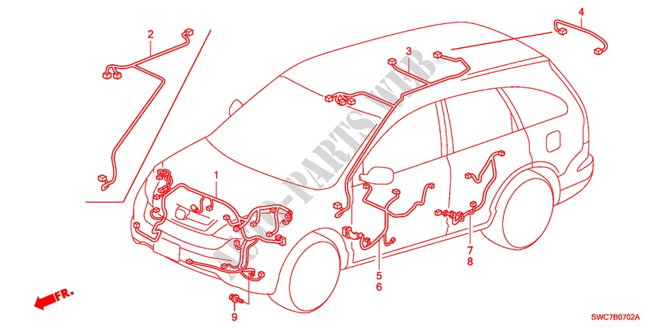 CABLAGEM(LH)(2) para Honda CR-V RV-SI 5 portas automática de 5 velocidades 2011