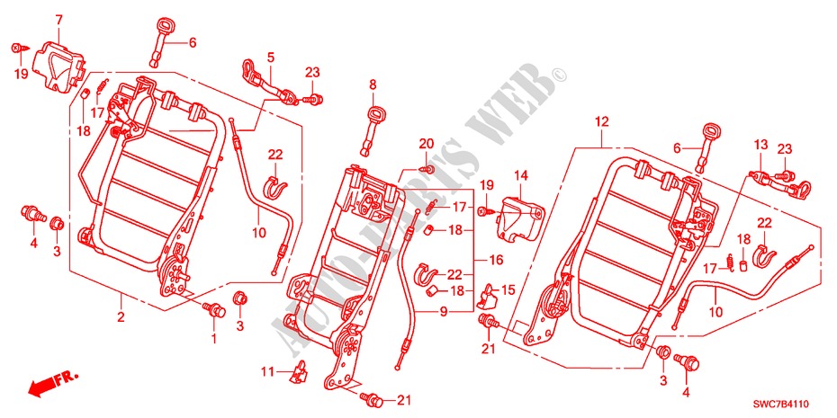 COMPONENTE BANCO TRASEIRO(1) para Honda CR-V EX 5 portas automática de 5 velocidades 2011