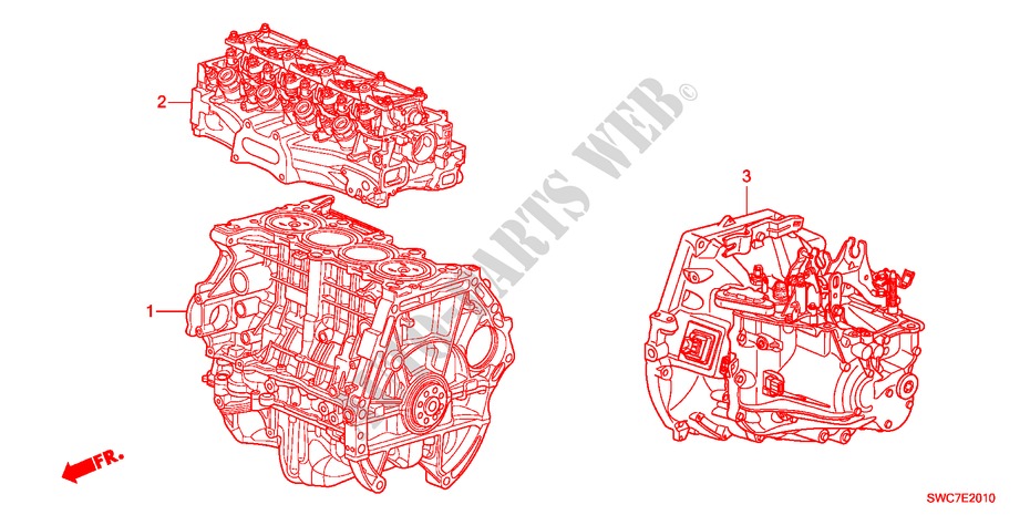 CONJ. MOTOR/CONJ. CAIXA VELOCIDADES(2.0L) para Honda CR-V EXECUTIVE 5 portas automática de 5 velocidades 2011
