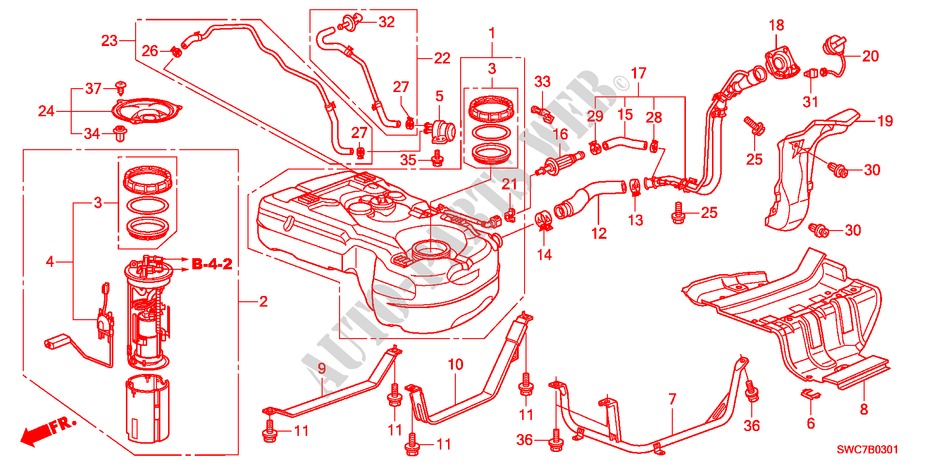 DEPOSITO COMBUSTIVEL(DIESEL) para Honda CR-V DIESEL 2.2 SE RUNOUT 5 portas 6 velocidades manuais 2011