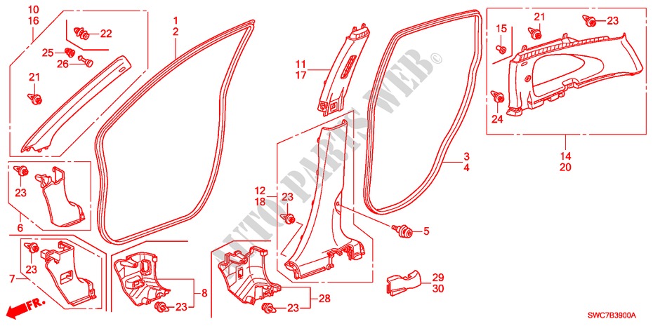 GUARNICAO PILAR para Honda CR-V DIESEL 2.2 SE RUNOUT 5 portas 6 velocidades manuais 2011
