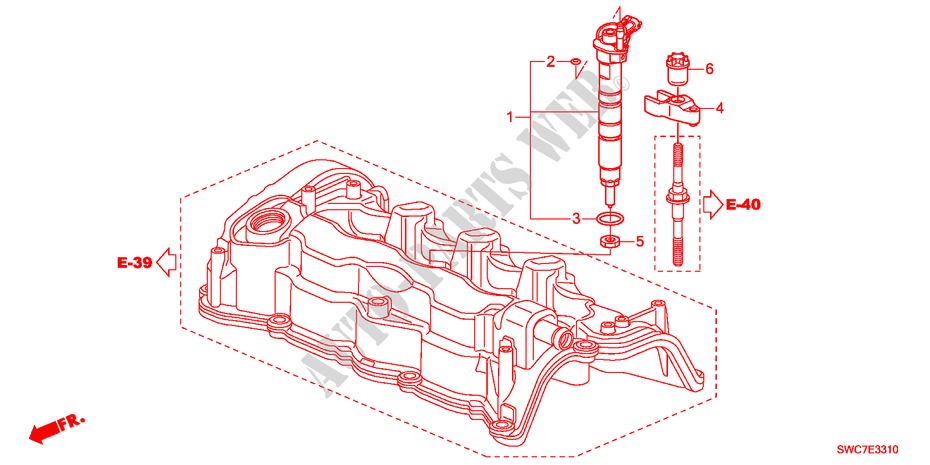 INJETOR(DIESEL) para Honda CR-V DIESEL 2.2 SE RUNOUT 5 portas 6 velocidades manuais 2011