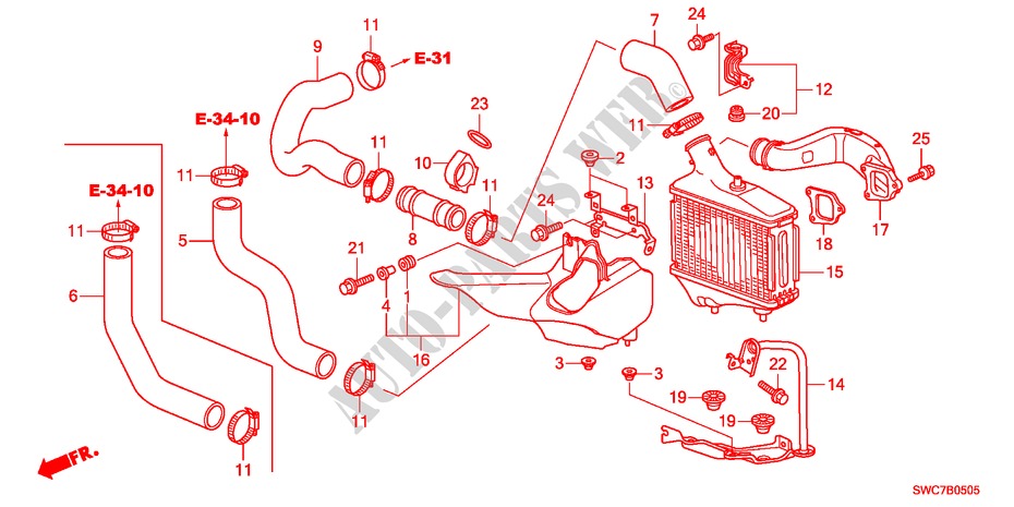INTERCOOLER para Honda CR-V DIESEL 2.2 SE 5 portas 6 velocidades manuais 2011