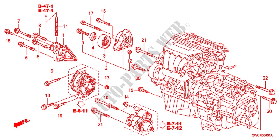 SUPORTE FIXACAO MOTOR(2.4L) para Honda CR-V RV-SI 5 portas automática de 5 velocidades 2011