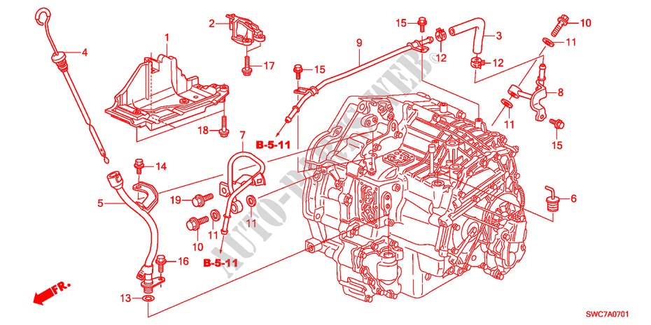 TUBO METALICO ATF(2.4L) para Honda CR-V RV-SI 5 portas automática de 5 velocidades 2011
