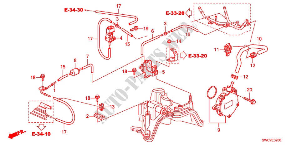 TUBO METALICO INSTALACAO/BOMBA DE VACUO(DIESEL) para Honda CR-V DIESEL 2.2 SE RUNOUT 5 portas 6 velocidades manuais 2011