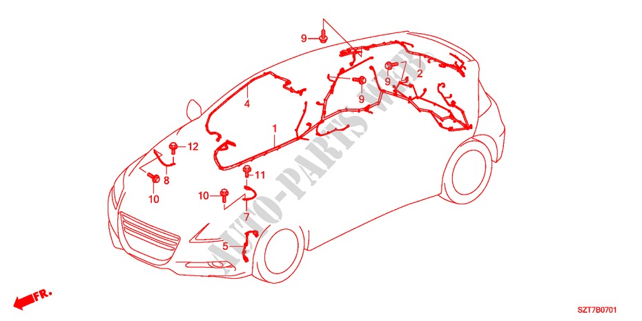 CABLAGEM(1)(D.) para Honda CR-Z TOP 3 portas 6 velocidades manuais 2011
