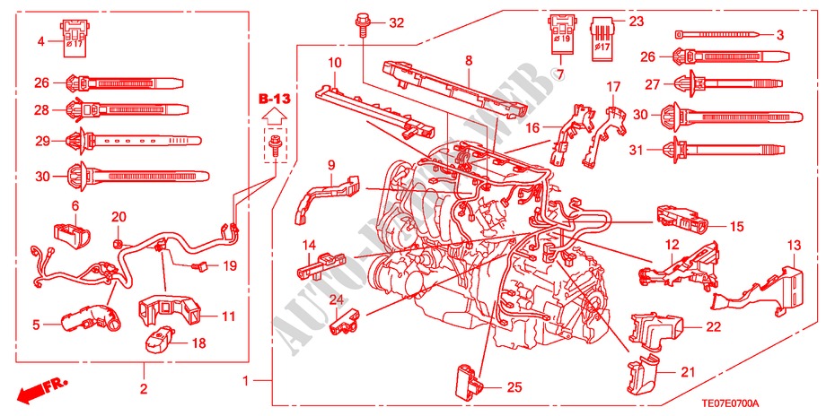 CABLAGEM MOTOR(L4) para Honda ACCORD 2.4 EXG 2 portas automática de 5 velocidades 2009