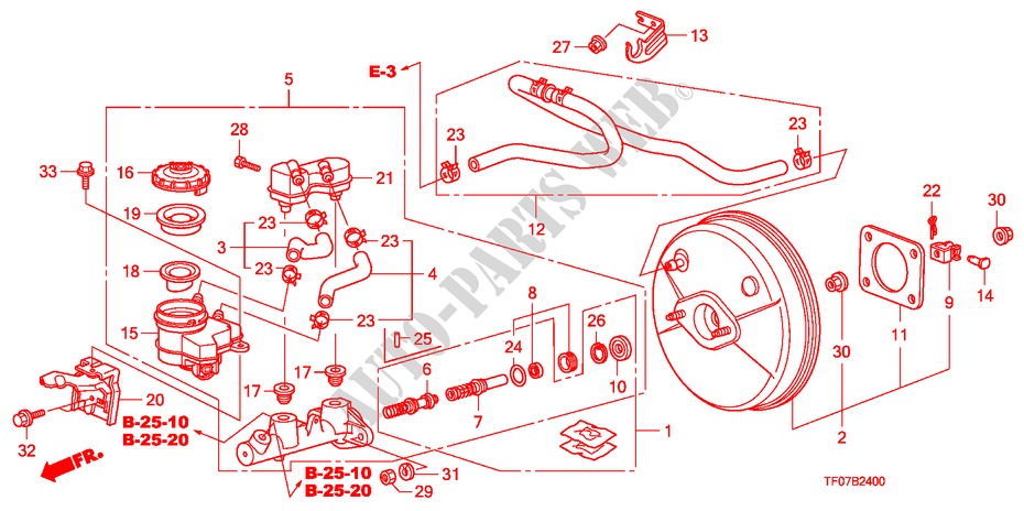 BOMBA PRINCIPAL TRAVOES/ SERVO FREIO(LH) (1) para Honda JAZZ 1.4 EXCL 5 portas 5 velocidades manuais 2009