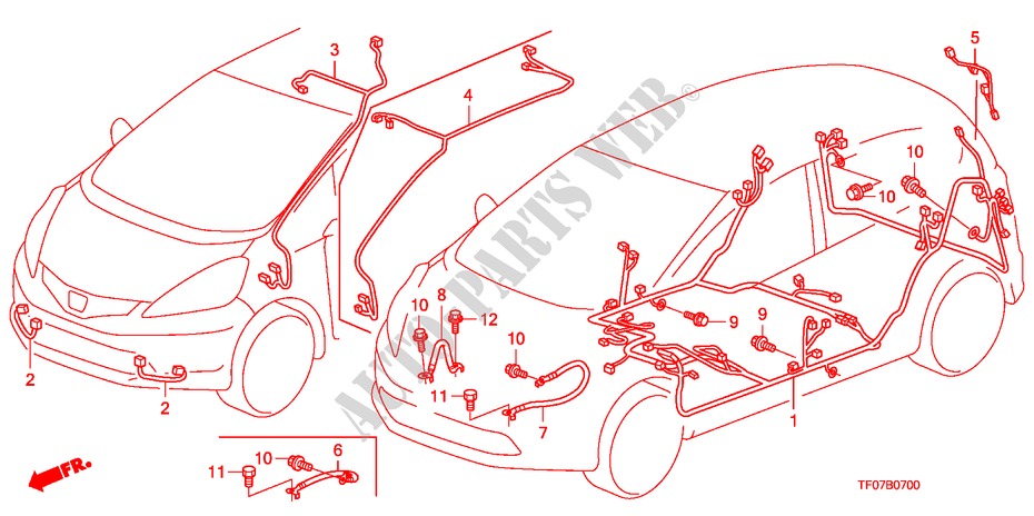 CABLAGEM(LH) (1) para Honda JAZZ 1.4 ES   TEMP TIRE 5 portas transmissão inteligente 2009