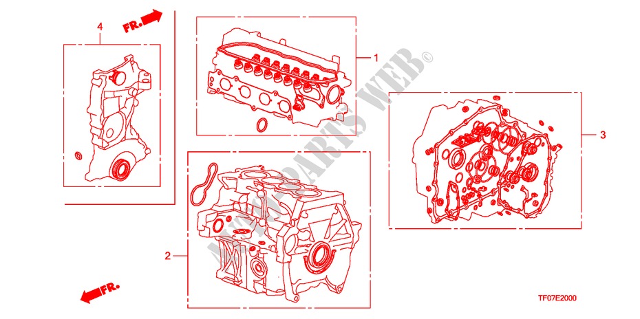 KIT JUNTAS para Honda JAZZ 1.4 EXCL TEMP TIRE 5 portas transmissão inteligente 2009
