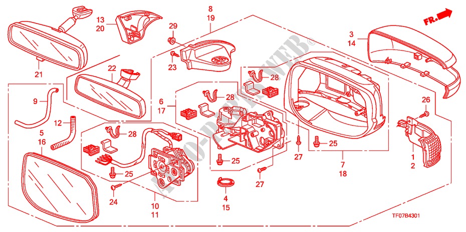 RETROVISOR(RETRACTEIS) para Honda JAZZ 1.5 EX 5 portas 5 velocidades manuais 2009