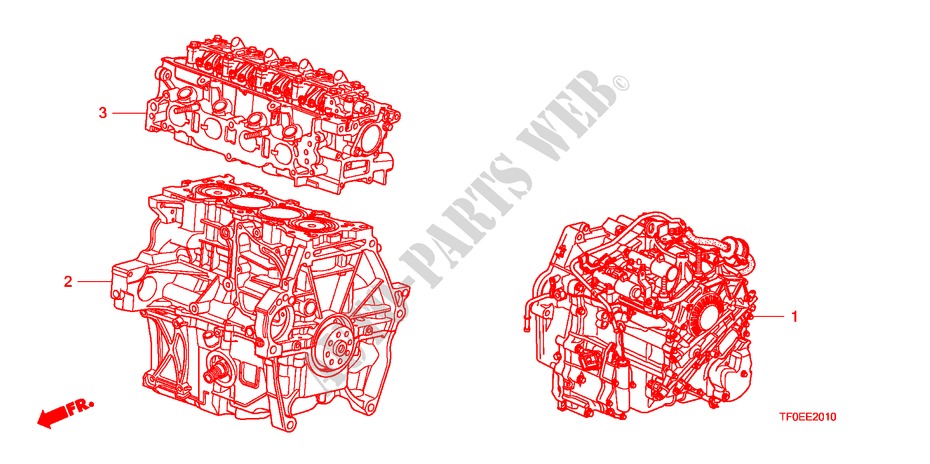 CONJ. MOTOR/CONJ. CAIXA VELOCIDADES para Honda JAZZ 1.4 ES 5 portas 5 velocidades manuais 2010