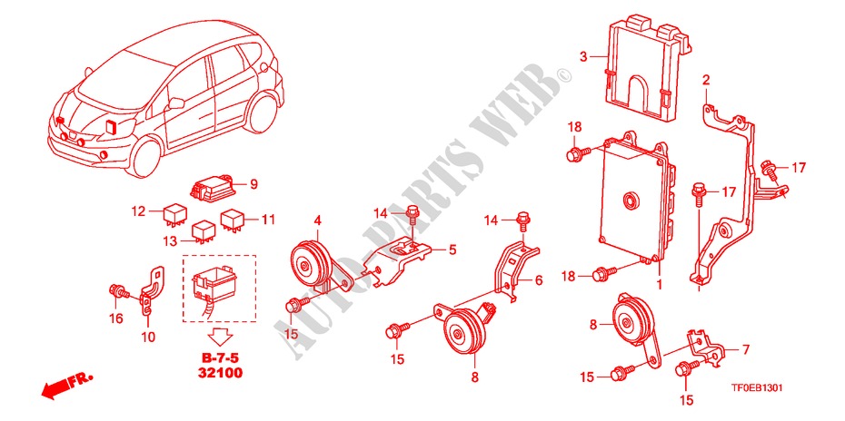 UNIDADE CONTROLO(COMPARTIMENTO MOTOR)(D.) para Honda JAZZ 1.4 ES 5 portas 5 velocidades manuais 2010