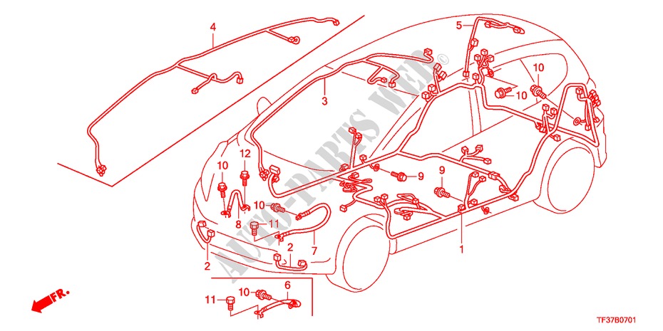 CABLAGEM(D.)(1) para Honda JAZZ 1.4EX 5 portas transmissão inteligente 2011