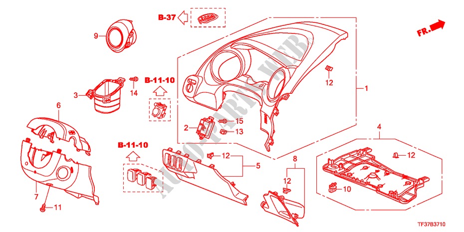 GUARNICAO PAINEL INSTRU.(LADO CONDUTOR)(LH) para Honda JAZZ 1.2SE 5 portas 5 velocidades manuais 2011