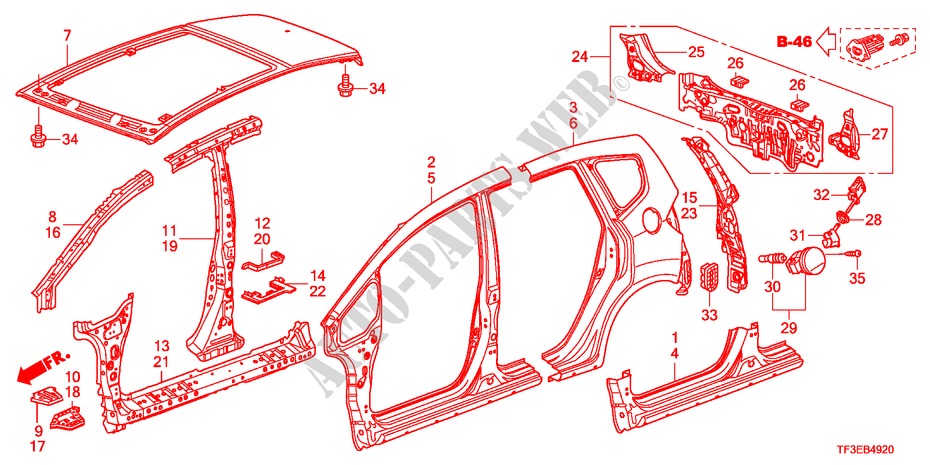 PAINEIS EXTERIOR/PAINEL TRASEIRO para Honda JAZZ 1.4S     TEMP TIRE 5 portas 5 velocidades manuais 2012