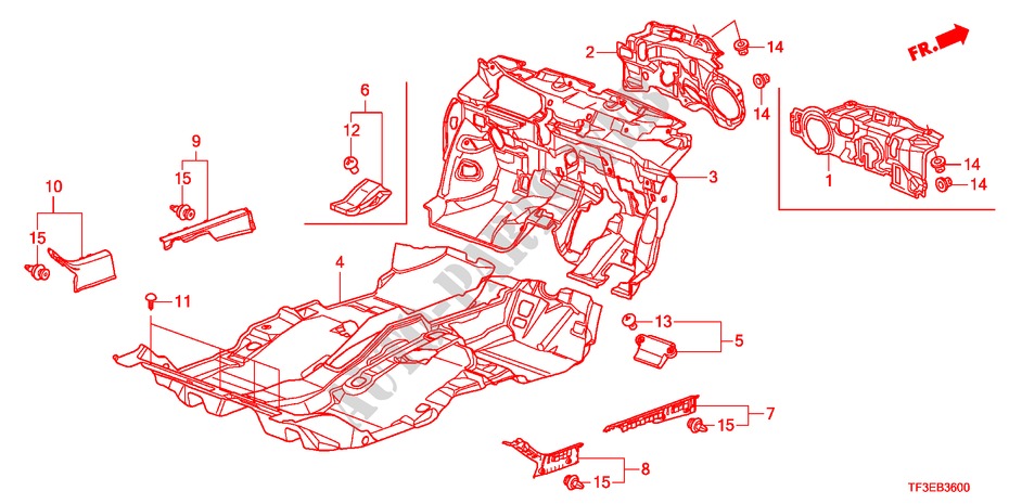TAPETE PISO para Honda JAZZ 1.4LS 5 portas totalmente automática CVT 2012
