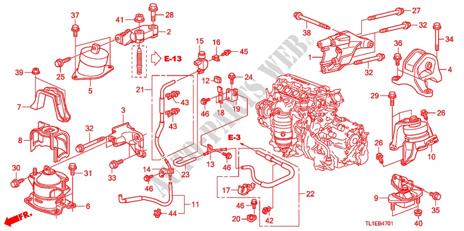 APOIOS MOTOR(2.0L)(AT) para Honda ACCORD 2.0 ES 4 portas automática de 5 velocidades 2011