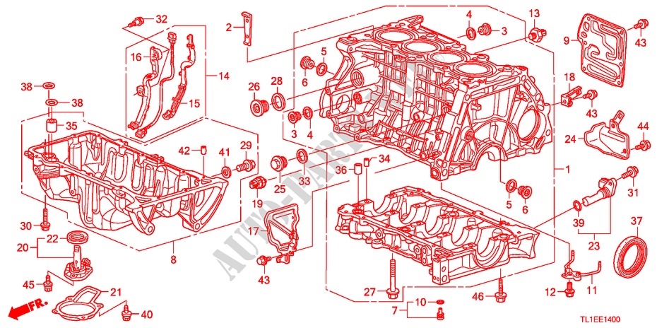 BLOCO CILINDROS/CARTER OLEO(2.0L) para Honda ACCORD 2.0 ES 4 portas automática de 5 velocidades 2011