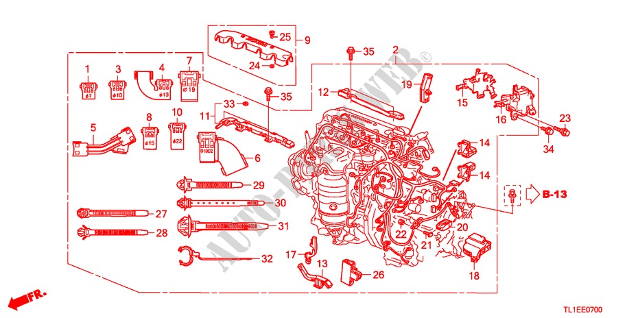 CABLAGEM MOTOR(2.0L) para Honda ACCORD 2.0 ES 4 portas automática de 5 velocidades 2011