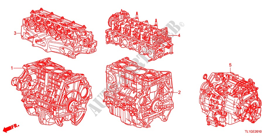 CONJ. MOTOR/CONJ. CAIXA VELOCIDADES para Honda ACCORD 2.0 EX 4 portas automática de 5 velocidades 2012