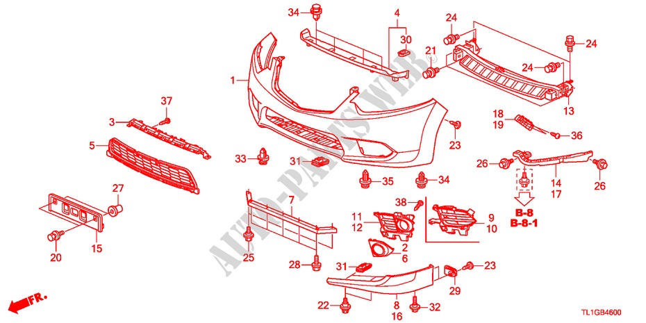 PARA CHOQUES FRENTE para Honda ACCORD 2.2 COMFOT 4 portas 6 velocidades manuais 2012