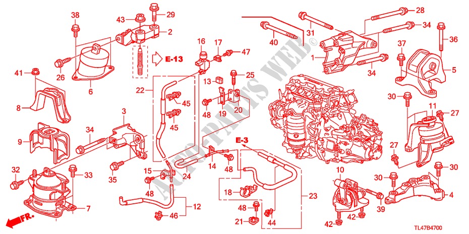 APOIOS MOTOR(2.0L) (MT) para Honda ACCORD TOURER 2.0 ELEGANCE 5 portas 6 velocidades manuais 2009