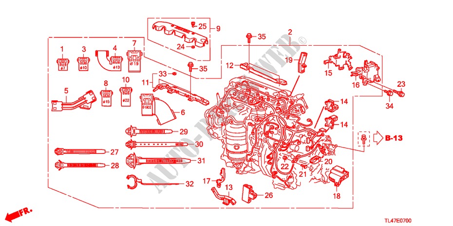 CABLAGEM MOTOR (2.0L) para Honda ACCORD TOURER 2.0 ELEGANCE 5 portas 6 velocidades manuais 2009