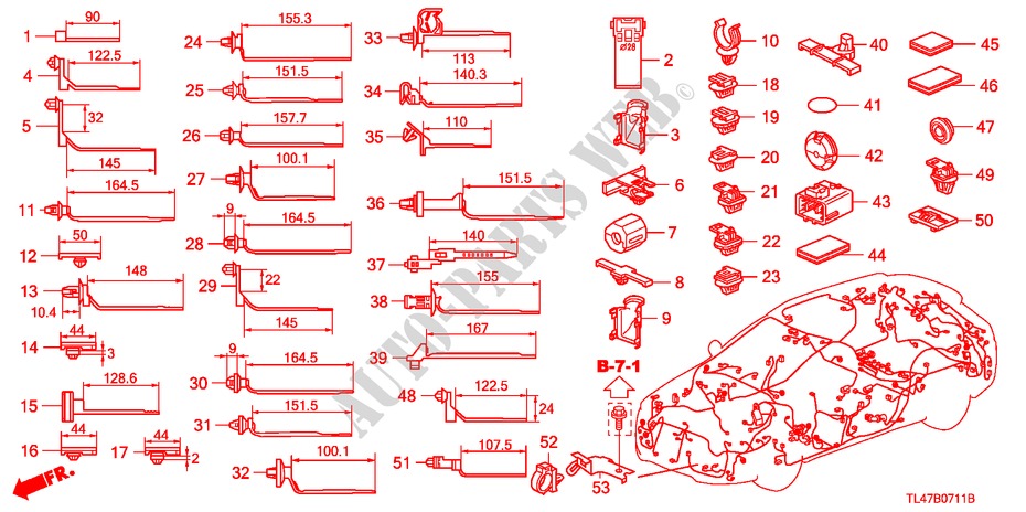 CINTA CABLAGEM/SUPORTE(D.) para Honda ACCORD TOURER 2.4 EX 5 portas 6 velocidades manuais 2009