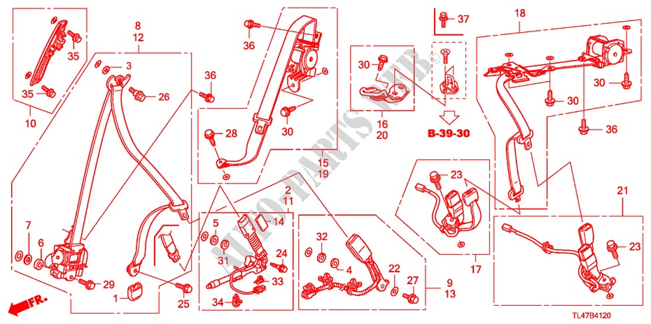CINTOS SEGURANCA para Honda ACCORD TOURER 2.0 EXECUTIVE 5 portas automática de 5 velocidades 2009
