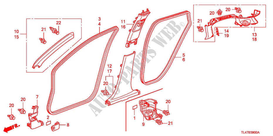 GUARNICAO PILAR(LH) para Honda ACCORD TOURER 2.0 ELEGANCE 5 portas 6 velocidades manuais 2009