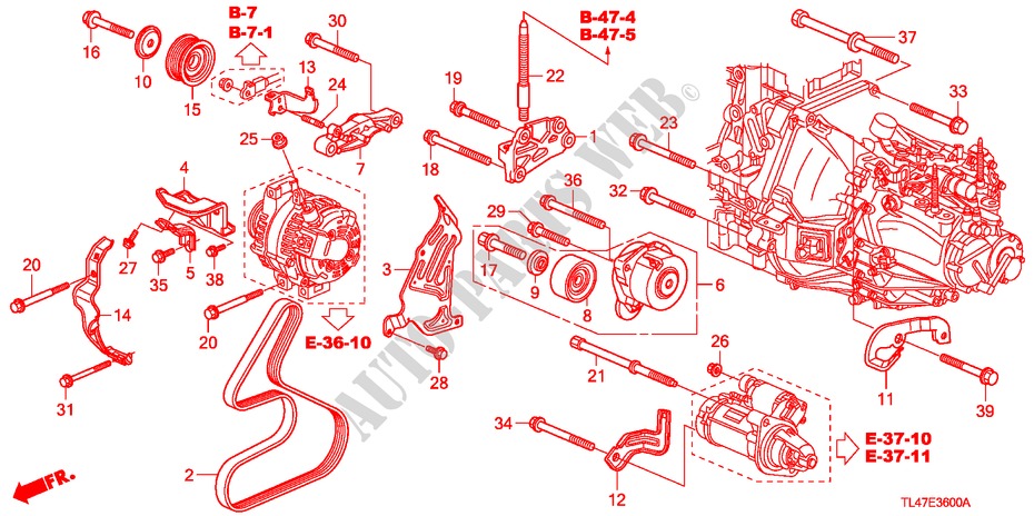 SUPORTE FIXACAO MOTOR (DIESEL) para Honda ACCORD TOURER 2.2 ES-GT 5 portas 6 velocidades manuais 2009