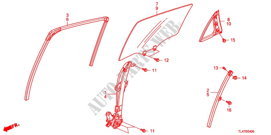 VIDRO DA PORTA TRASEIRA/REGULADOR para Honda ACCORD TOURER 2.2 ES-GT 5 portas 6 velocidades manuais 2009