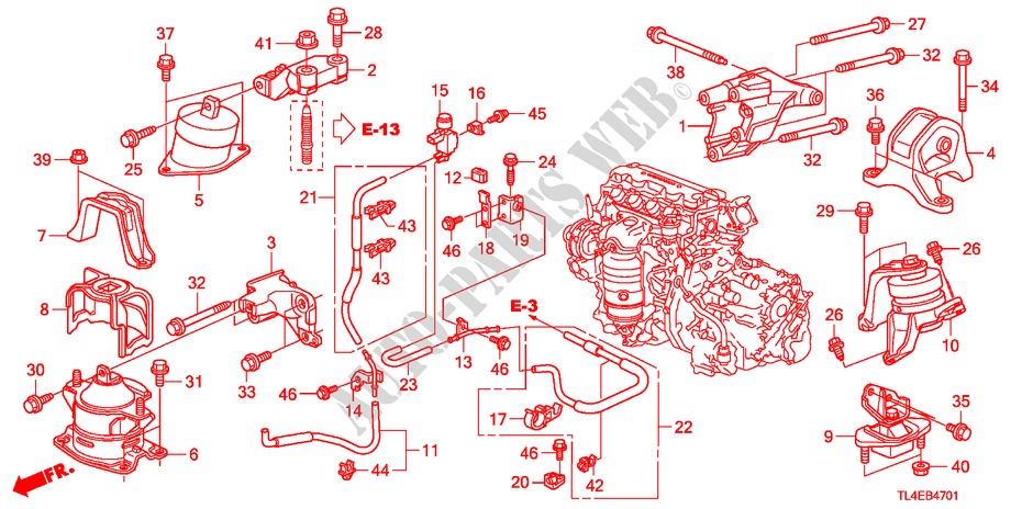 APOIOS MOTOR(2.0L)(AT) para Honda ACCORD TOURER 2.0 S 5 portas automática de 5 velocidades 2011