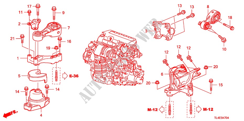 APOIOS MOTOR(DIESEL)(MT) para Honda ACCORD TOURER 2.2 EXECUTIVE 5 portas 6 velocidades manuais 2010