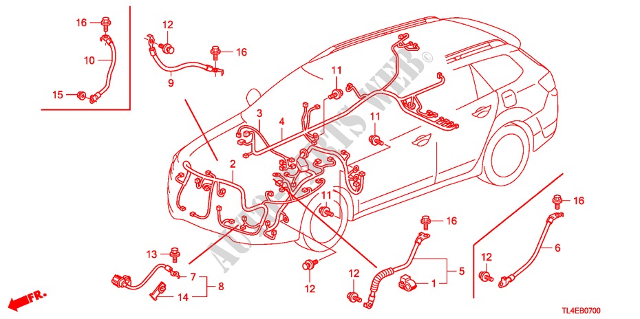CABLAGEM(1)(LH) para Honda ACCORD TOURER 2.4 EXECUTIVE 5 portas 6 velocidades manuais 2010