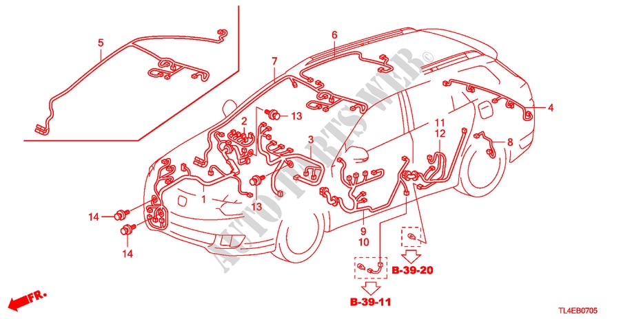 CABLAGEM(3)(D.) para Honda ACCORD TOURER 2.2 ES 5 portas automática de 5 velocidades 2010