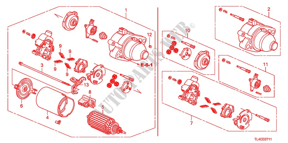 MOTOR ARRANQUE(MITSUBA)(2.4L) para Honda ACCORD TOURER 2.4 EXECUTIVE 5 portas automática de 5 velocidades 2011