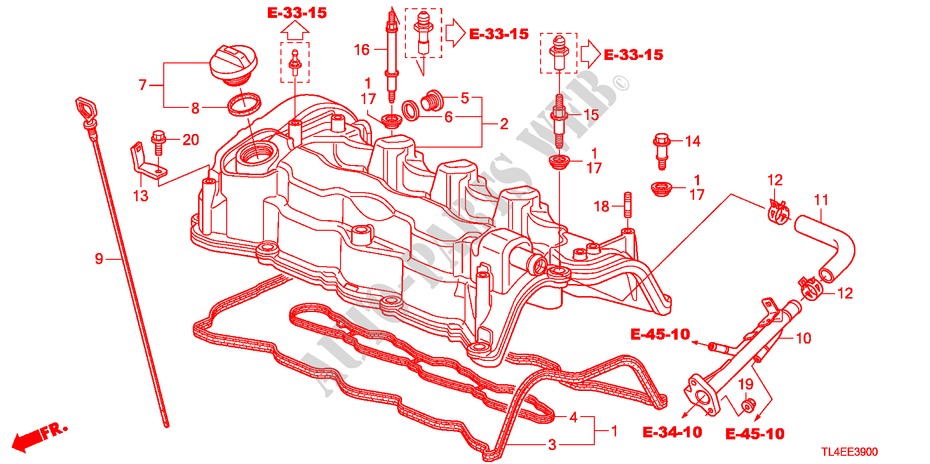 TAMPA CABECA MOTOR(DIESEL) para Honda ACCORD TOURER 2.2 ES-GT 5 portas automática de 5 velocidades 2010