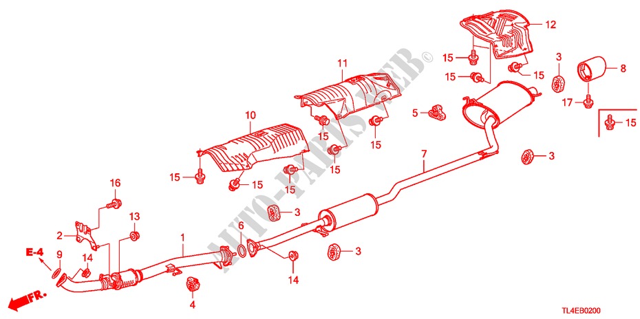 TUBO ESCAPE(2.0L) para Honda ACCORD TOURER 2.0 S 5 portas automática de 5 velocidades 2011