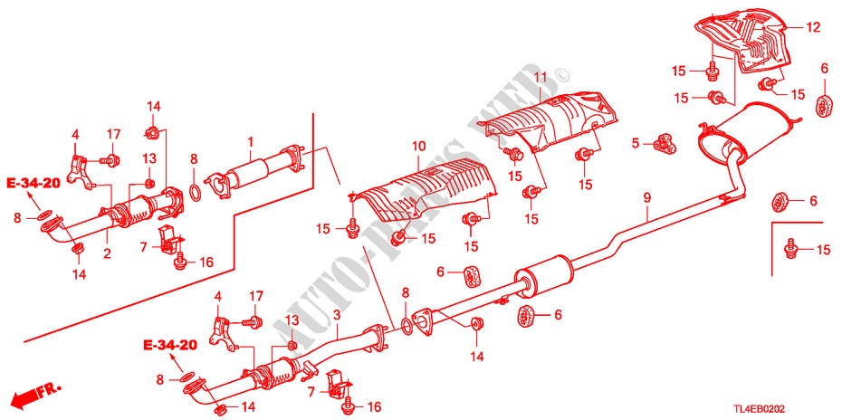 TUBO ESCAPE(DIESEL) para Honda ACCORD TOURER 2.2 ELEGANCE 5 portas automática de 5 velocidades 2010