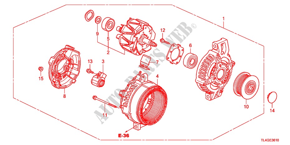 ALTERNADOR(DENSO)(DIESEL) para Honda ACCORD TOURER 2.2 EX 5 portas 6 velocidades manuais 2012
