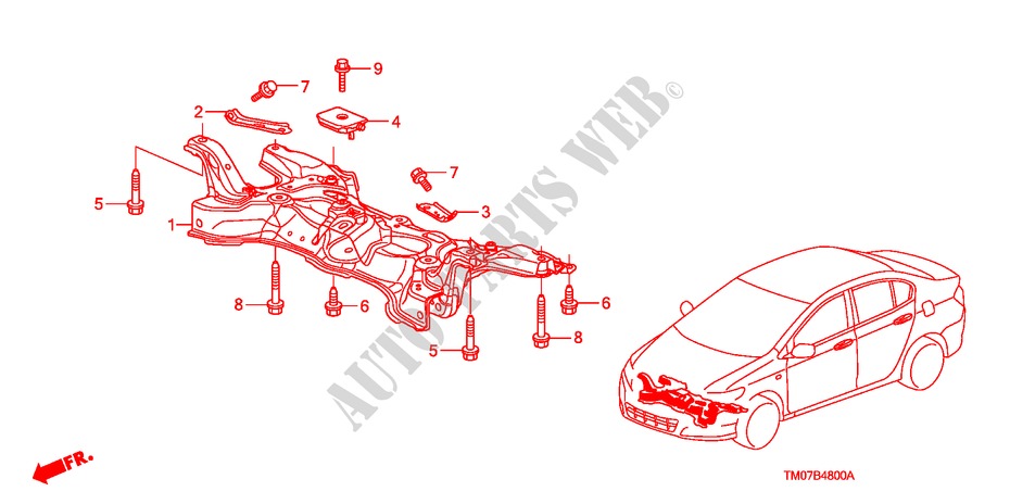 ESTRUTURA SECUNDARIA DIANTEIRA para Honda BALLADE VTI-L 4 portas 5 velocidades manuais 2011