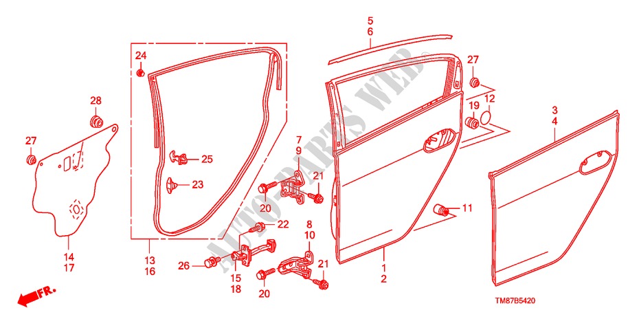 PAINEL PORTA TRASEIRA para Honda INSIGHT S 5 portas totalmente automática CVT 2011