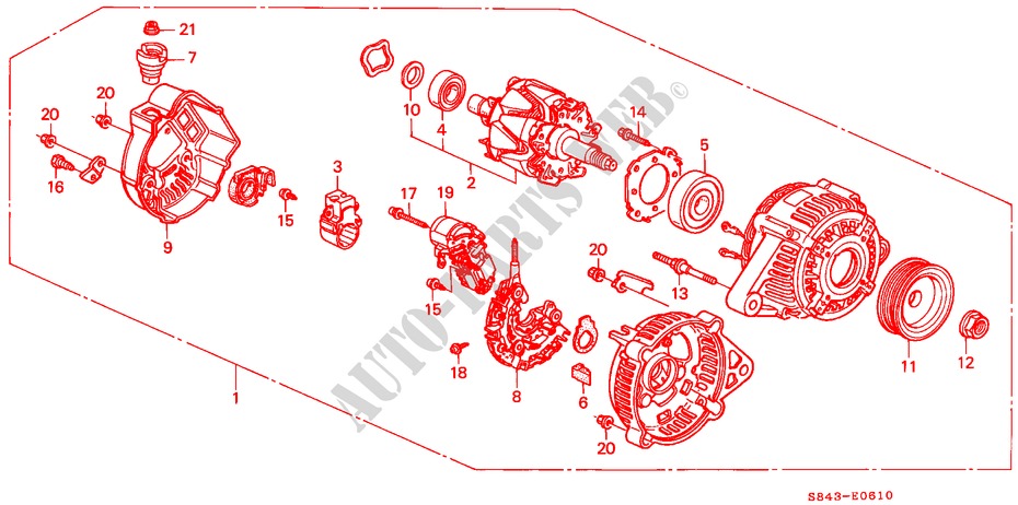 ALTERNADOR(DENSO) (L4) para Honda ACCORD 2.3VTI 4 portas 5 velocidades manuais 2000