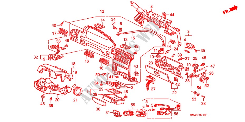 GUARNICAO PAINEL INSTRU.(1) para Honda ACCORD LX 4 portas automática de 4 velocidades 1992