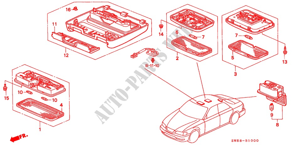 LUZ INTERIOR para Honda ACURA 3.2TL 3.2TL 4 portas automática de 4 velocidades 1996