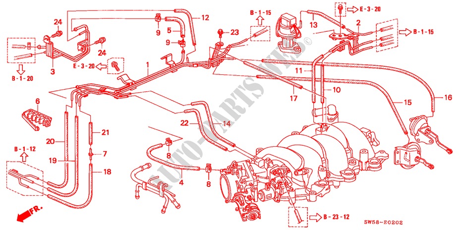 TUBO METALICO INSTALACAO/TUBAGEM(V6) para Honda ACURA 3.2TL 3.2TL 4 portas automática de 4 velocidades 1996
