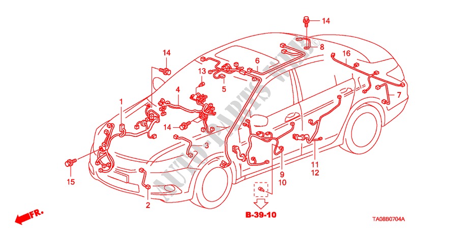 CABLAGEM(3)(LH) para Honda ACCORD 2.4 4 portas automática de 5 velocidades 2009